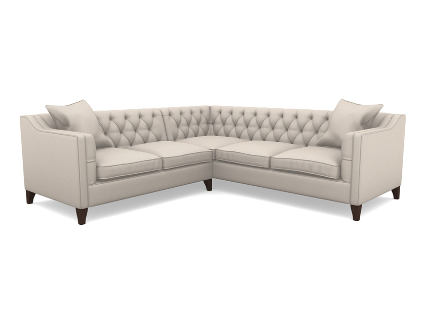 Haresfield Dipped Arm Corner Sofa in wo Tone Plain Biscuit